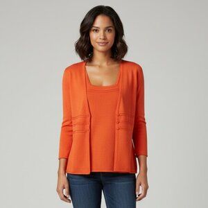 Women's Orange Top and Cardigan Set